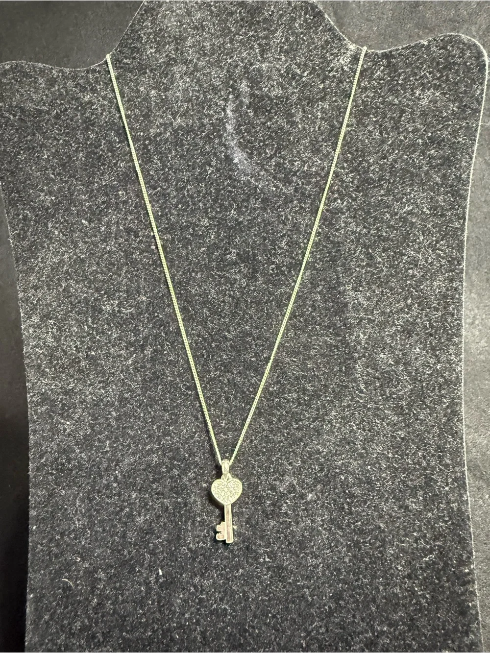 Italian Heart Key Pendant Necklace Silver Tone Crystal Accent 17 Inch Chain
